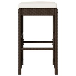 Berkfield Home Garden Bar Stools with Cushions 2 pcs Brown Poly Rattan - thumbnail 4
