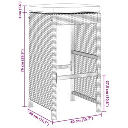 Berkfield Home Garden Bar Stools with Cushions 2 pcs Brown Poly Rattan - thumbnail 8