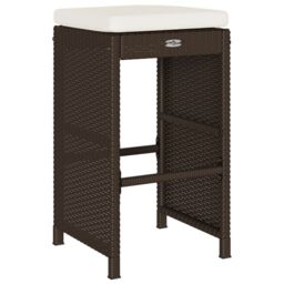 Berkfield Home Garden Bar Stools with Cushions 2 pcs Brown Poly Rattan - thumbnail 6