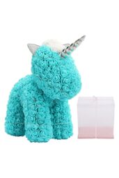 Living and Home 36cm Blue Rose Unicorn Gift with Gift Box & LED Light Valentines Wedding Anniversary Birthday Gifts for Her