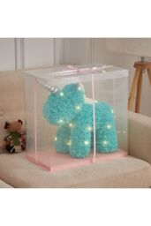Living and Home 36cm Blue Rose Unicorn Gift with Gift Box & LED Light Valentines Wedding Anniversary Birthday Gifts for Her - thumbnail 3