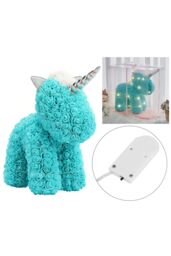 Living and Home 36cm Blue Rose Unicorn Gift with Gift Box & LED Light Valentines Wedding Anniversary Birthday Gifts for Her - thumbnail 2