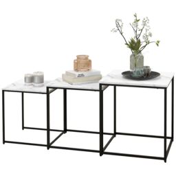 Rafaelo Mobilia Set Of 3 Square Nesting Tables Marble Effect in White - thumbnail 5