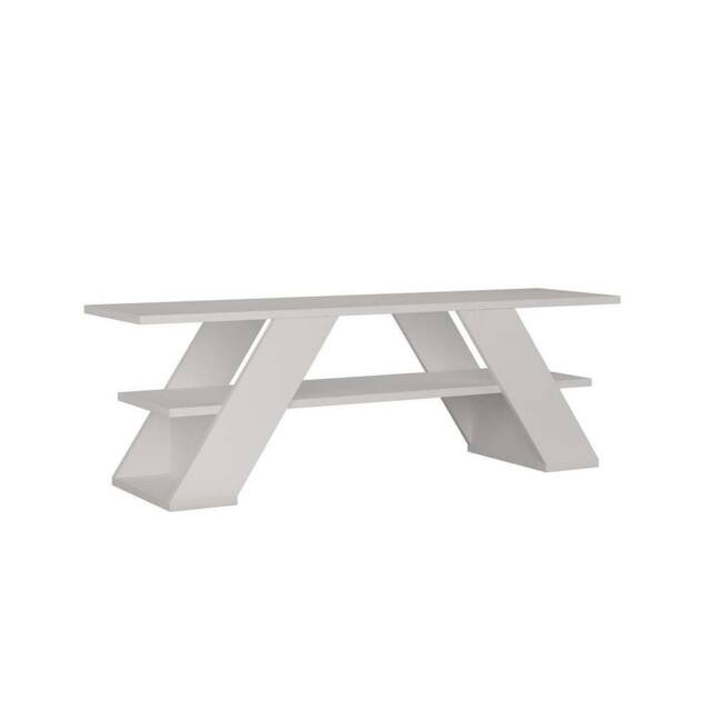 CALICOSY TV Stand With 3 Shelves, 120 Cm Wide - Farfalla in White - image 1
