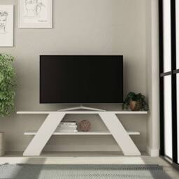 CALICOSY TV Stand With 3 Shelves, 120 Cm Wide - Farfalla in White - thumbnail 6