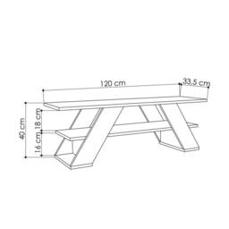 CALICOSY TV Stand With 3 Shelves, 120 Cm Wide - Farfalla in White - thumbnail 5