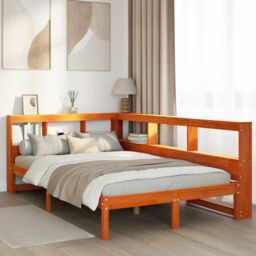 Berkfield Home Bookcase Bed without Mattress Wax Brown 120x190 cm Solid Wood Pine - thumbnail 1