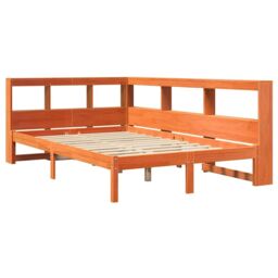Berkfield Home Bookcase Bed without Mattress Wax Brown 120x190 cm Solid Wood Pine - thumbnail 4