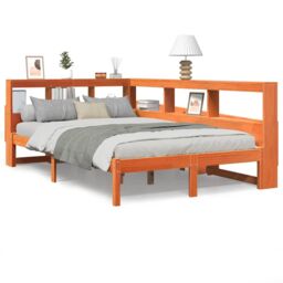 Berkfield Home Bookcase Bed without Mattress Wax Brown 120x190 cm Solid Wood Pine - thumbnail 2