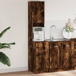 Berkfield Home Kitchen Cabinet Smoked Oak 35x50x180 cm Engineered Wood in Brown - Size: 35 x 50 x 180 cm