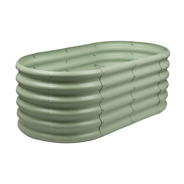 Harbour Housewares Raised Garden Bed - Rounded Bottomless Galvanised Steel Planter 120 x 60 x 45cm in Green - Size: 120 x 60 x 45 cm - image 1