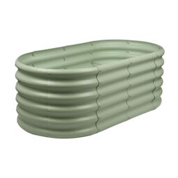 Harbour Housewares Raised Garden Bed - Rounded Bottomless Galvanised Steel Planter 120 x 60 x 45cm in Green - Size: 120 x 60 x 45 cm