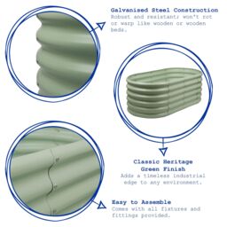 Harbour Housewares Raised Garden Bed - Rounded Bottomless Galvanised Steel Planter 120 x 60 x 45cm in Green - Size: 120 x 60 x 45 cm - thumbnail 2
