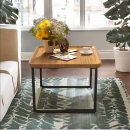 FURNOS 2PC Industrial Square Nesting Tables Living Room Furniture in Brown - thumbnail 3