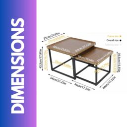 FURNOS 2PC Industrial Square Nesting Tables Living Room Furniture in Brown - thumbnail 6