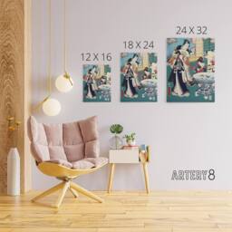 "Artery8 Spring Outing in a Villa Canvas Wall Art Print Toyohara Kunichika in Blue - Size: W24"" x H32""" - thumbnail 4