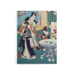 "Artery8 Spring Outing in a Villa Canvas Wall Art Print Toyohara Kunichika in Blue - Size: W24"" x H32""" - thumbnail 1