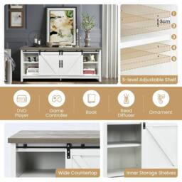 Costway Modern TV Cabinet for 60-Inch TV Wooden Media Storage Shelves Organizer Stand in White - thumbnail 2