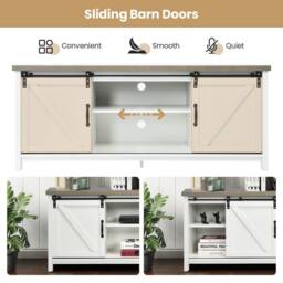 Costway Modern TV Cabinet for 60-Inch TV Wooden Media Storage Shelves Organizer Stand in White - thumbnail 3