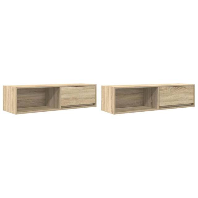 Berkfield Home TV Cabinets 2 pcs Sonoma Oak 100x31x25.5 cm Engineered Wood in Light Tan - image 1