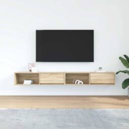 Berkfield Home TV Cabinets 2 pcs Sonoma Oak 100x31x25.5 cm Engineered Wood in Light Tan - thumbnail 3