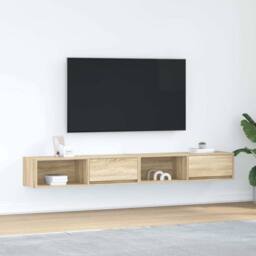 Berkfield Home TV Cabinets 2 pcs Sonoma Oak 100x31x25.5 cm Engineered Wood in Light Tan - thumbnail 2