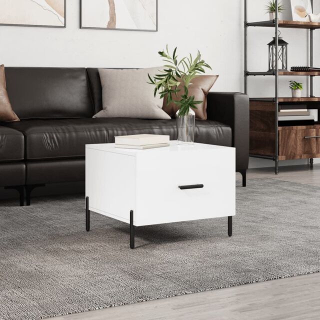 Berkfield Home Coffee Table High Gloss White 50x50x40 cm Engineered Wood - Size: 50 x 50 x 40 cm - image 1
