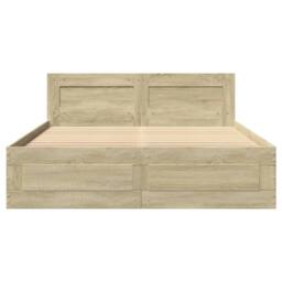 Berkfield Home Bed Frame with Headboard without Mattress Sonoma Oak 120x200 cm in Light Brown - Size: Small Double - thumbnail 5