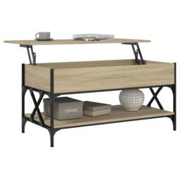 Berkfield Home Coffee Table Sonoma Oak 100x50x50 cm Engineered Wood & Metal in Light Tan - Size: 100 x 50 x 50 cm - thumbnail 4