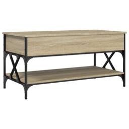 Berkfield Home Coffee Table Sonoma Oak 100x50x50 cm Engineered Wood & Metal in Light Tan - Size: 100 x 50 x 50 cm