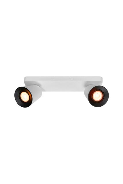 CGC Lighting 'Elli' White Double Cylinder Surface Mounted Adjustable Ceiling Spotlight with a choice of White, Black or Gold Inner - image 1