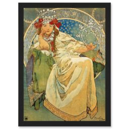 Artery8 Mucha Princess Hyacinth 1911 Ballet Prague Artwork Framed Wall Art Print A4 in Black - thumbnail 1