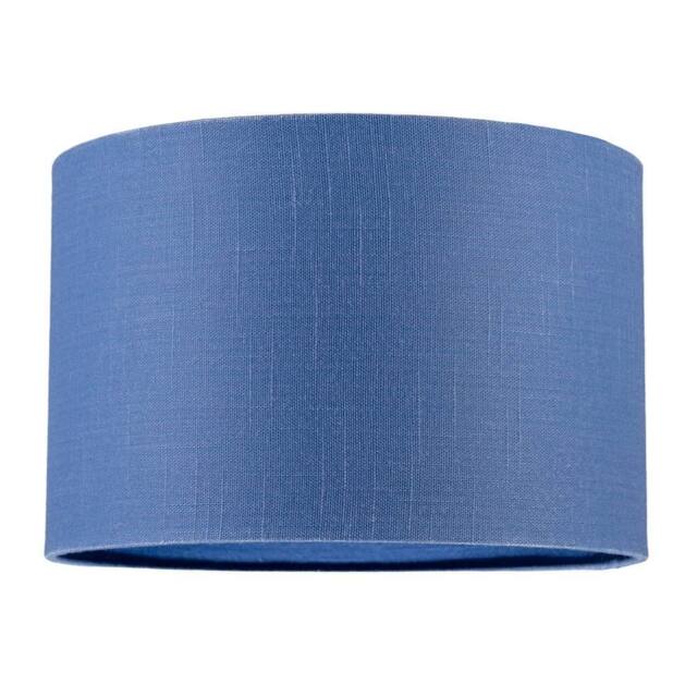 Happy Homewares Designer English Manor Blue Textured Linen Fabric Circular Lamp Shade in Dark Blue - Size: 12 inches - image 1
