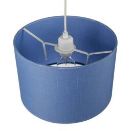 Happy Homewares Designer English Manor Blue Textured Linen Fabric Circular Lamp Shade in Dark Blue - Size: 12 inches - thumbnail 3