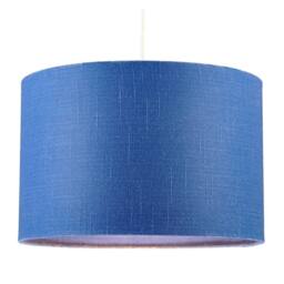 Happy Homewares Designer English Manor Blue Textured Linen Fabric Circular Lamp Shade in Dark Blue - Size: 12 inches - thumbnail 2