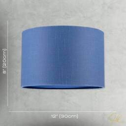Happy Homewares Designer English Manor Blue Textured Linen Fabric Circular Lamp Shade in Dark Blue - Size: 12 inches - thumbnail 7
