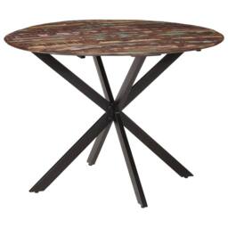 Berkfield Home Green Dining Table Ã˜110x78 cm Solid Wood Reclaimed & Steel in Brown - Size: 110x78 cm - thumbnail 3