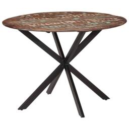 Berkfield Home Green Dining Table Ã˜110x78 cm Solid Wood Reclaimed & Steel in Brown - Size: 110x78 cm