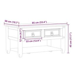 Berkfield Home Beautiful Coffee Table with Drawers Corona 85x50x45 cm Solid Wood Pine in Light Brown - Size: 85 x 50 x 45 cm - thumbnail 9