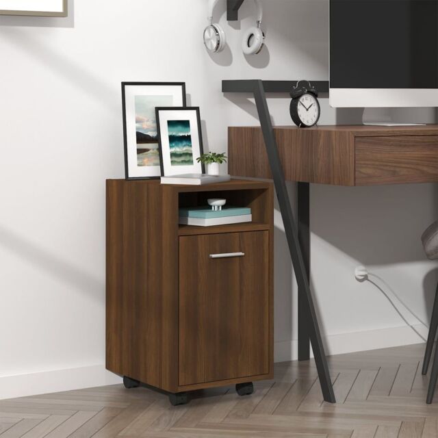 Berkfield Home Side Cabinet with Wheels Brown Oak 33x38x60 cm Engineered Wood - Size: 33 x 38 x 60 cm - image 1