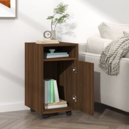 Berkfield Home Side Cabinet with Wheels Brown Oak 33x38x60 cm Engineered Wood - Size: 33 x 38 x 60 cm - thumbnail 6