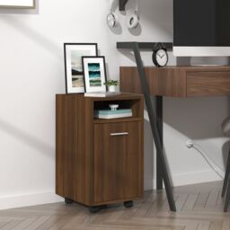 Berkfield Home Side Cabinet with Wheels Brown Oak 33x38x60 cm Engineered Wood - Size: 33 x 38 x 60 cm - thumbnail 1