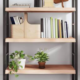 Berkfield Home Wall Shelf 100x60x(2-6) cm Untreated Solid Wood Oak in Light Brown - thumbnail 2