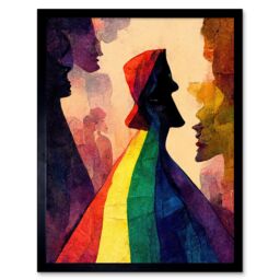 "Artery8 Wall Art Print The Others Abstract LGBTQ Rainbow Figures Art Framed in Black - Size: W12"" x H16""" - thumbnail 1