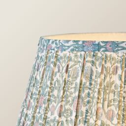 ValueLights Bobbin Bobbles Floor Lamp & Floral Pleated Taper Lamp Shade & Bulb in Pale Green - thumbnail 4