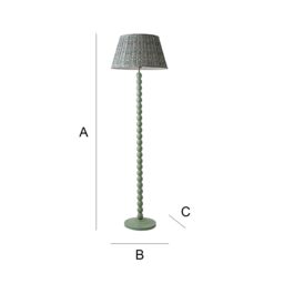 ValueLights Bobbin Bobbles Floor Lamp & Floral Pleated Taper Lamp Shade & Bulb in Pale Green - thumbnail 7