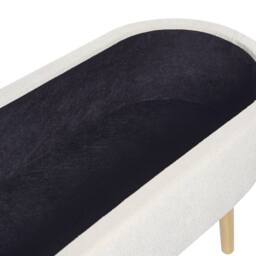 Wyld and Coco Oval Storage Bench with Chenille Upholstery and Solid Pine Legs in White - thumbnail 8