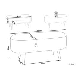 Wyld and Coco Oval Storage Bench with Chenille Upholstery and Solid Pine Legs in White - thumbnail 3