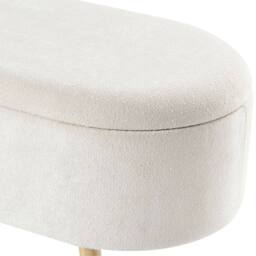 Wyld and Coco Oval Storage Bench with Chenille Upholstery and Solid Pine Legs in White - thumbnail 7