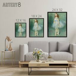 "Artery8 The Dancer Portrait Painting Renoir Black Framed Canvas Wall Art in Green - Size: W12"" x H16""" - thumbnail 4